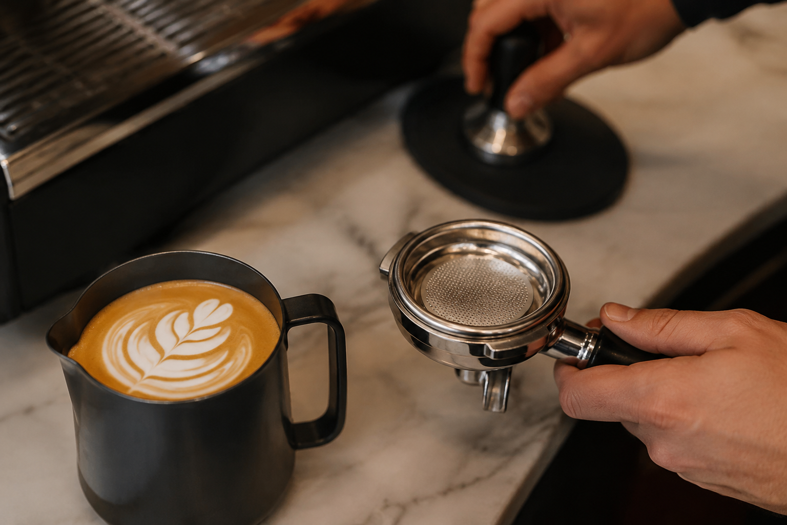 58mm espresso filter basket with puck screen in portafilter